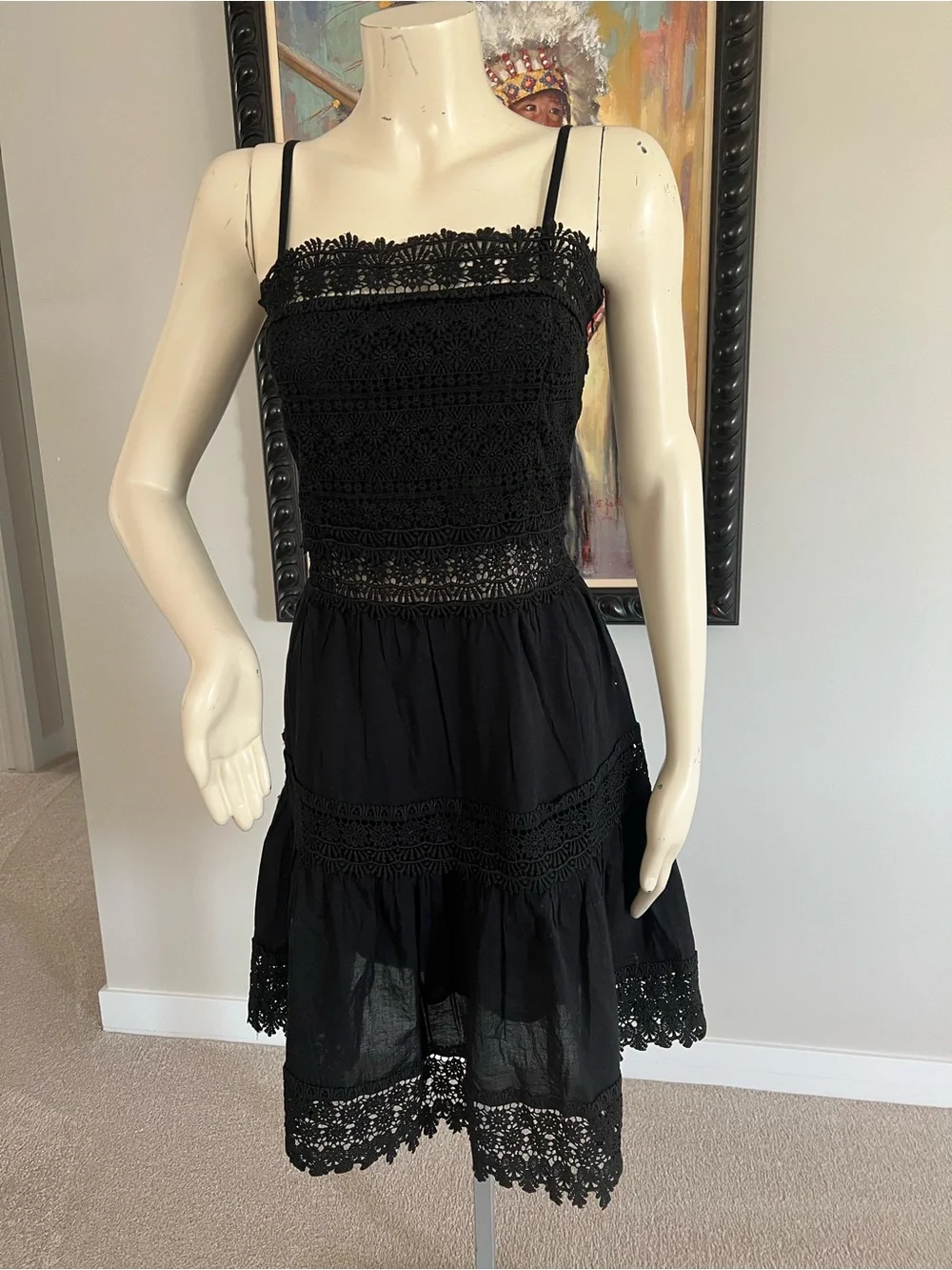River Island Black Lace Cotton Dress - Picture 6 of 15